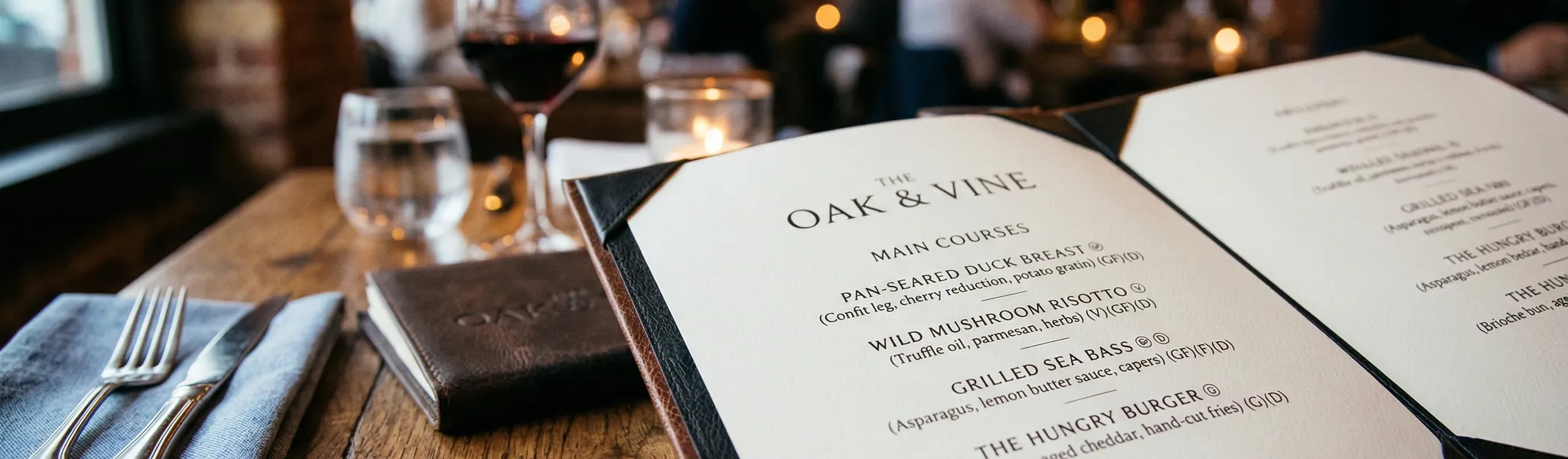 Restaurant menu showing allergen information for each dish