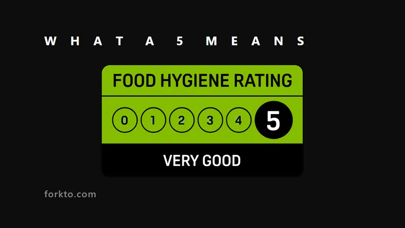 Official FHRS 5 rating badge on black — what a food hygiene rating of 5 means and how a UK food business keeps it