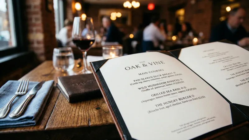 Restaurant menu showing allergen information for each dish