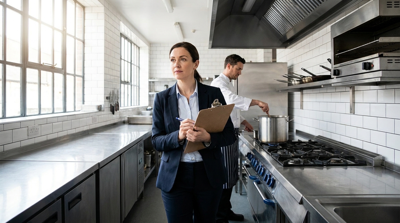 Official FHRS rating badges 0 to 5 on black — the FSA Brand Standard that governs how food hygiene ratings are scored