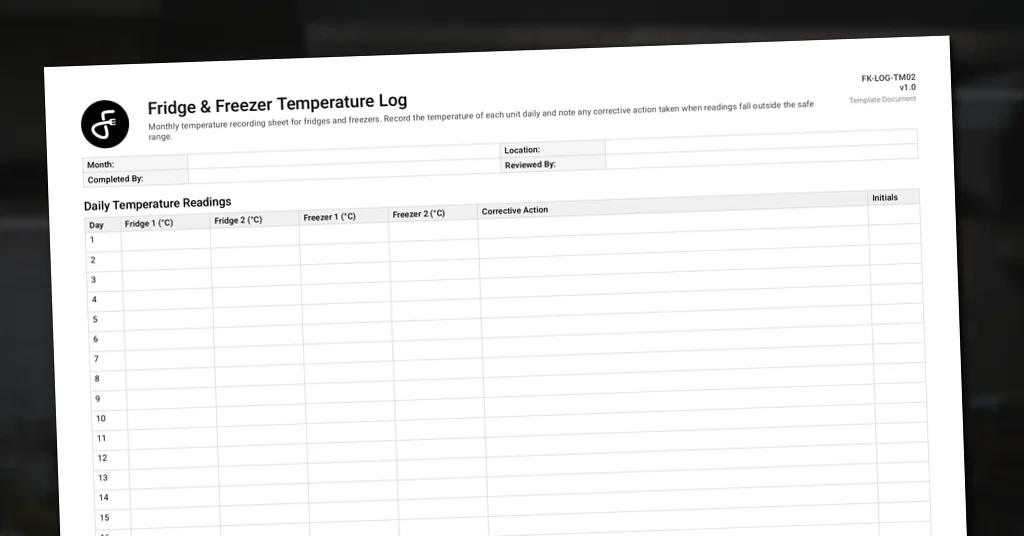 Preview of Fridge & Freezer Temperature Log