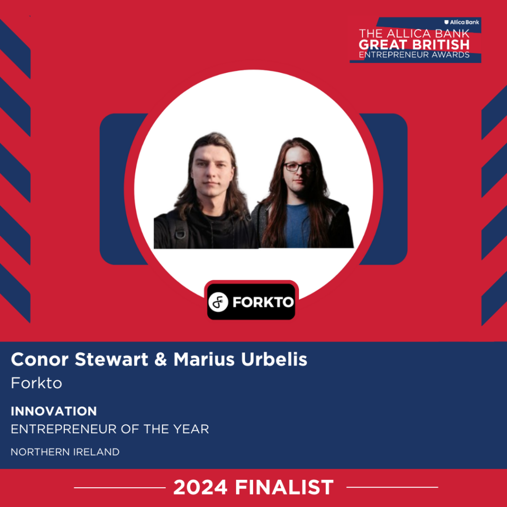 innovation entrepreneur of the year conor stewart & marius urbelis forkto